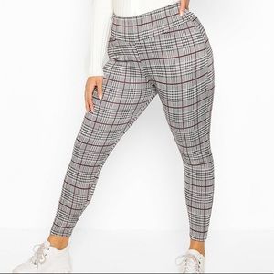 plus checked knitted high waist legging